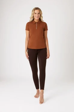 Amy Damen Kurzarm-Poloshirt mit Baumwollstretch