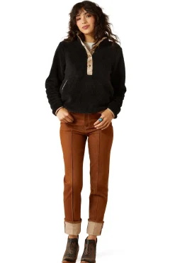 Berber Snap Damenpullover mit halber Knopfleiste