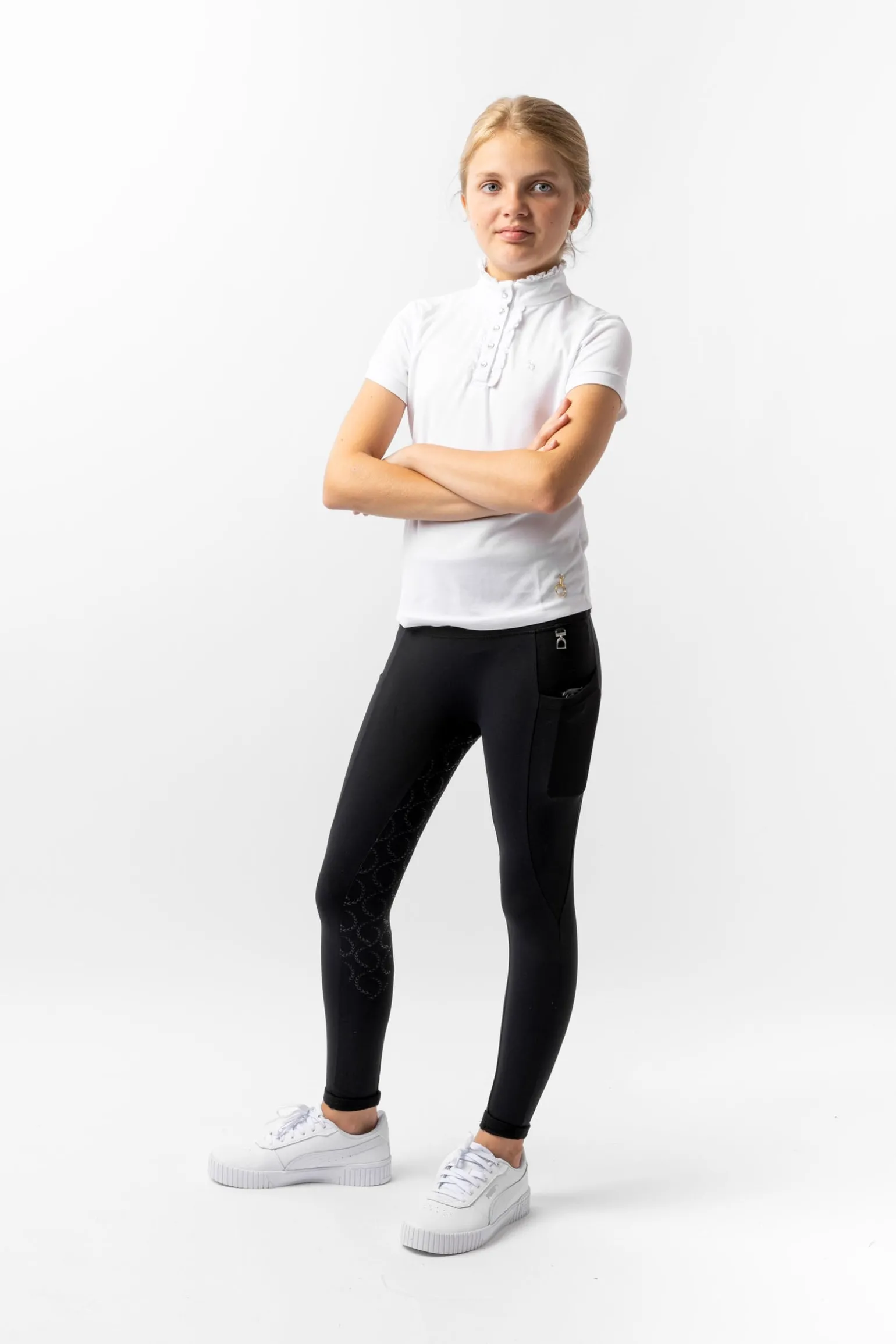 Christel Kinder Turniershirt mit Kurzarm und Rüschen