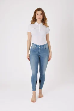 Kaia Damen Reithose aus Vollbesatz in Jeansoptik mit Silikon Grip und hohem Bund