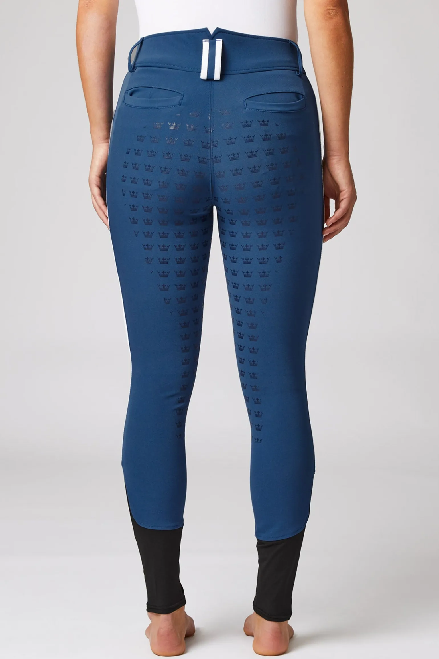 Reithose mit Vollbesatz mit hohem Bund und Kontrasteinfassung