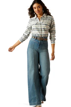 Seaside Serape Damen Shirt mit Druckknöpfen